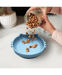 P.t. Supply Co. Cat Shaped Silicone Pet Bowl with Non-Slip Suction Base