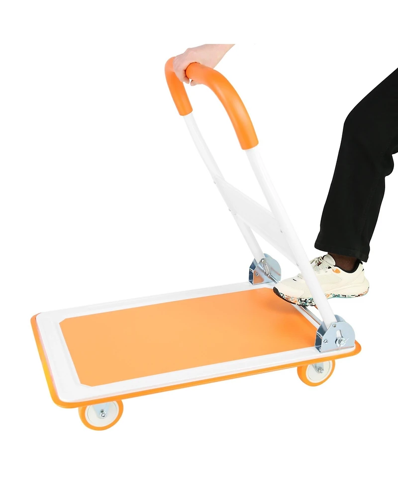 Push Cart Dolly, Moving Platform Hand Truck, Foldable for Easy Storage and 360 Degree Swivel Wheels with 330lb Weight Capacity