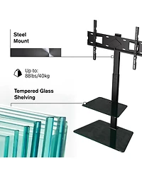 ProMounts Premium Swivel Floor Stand Tv Mount with Shelf for 37 to 72 Inch TVs, Holds up to 88Lbs