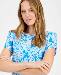 Ak Anne Klein Women's Printed Tulip-Sleeve Top