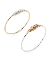 Robert Lee Morris Soho Two Tone Wire Wrapped Sculpted Bangle Bracelet Set