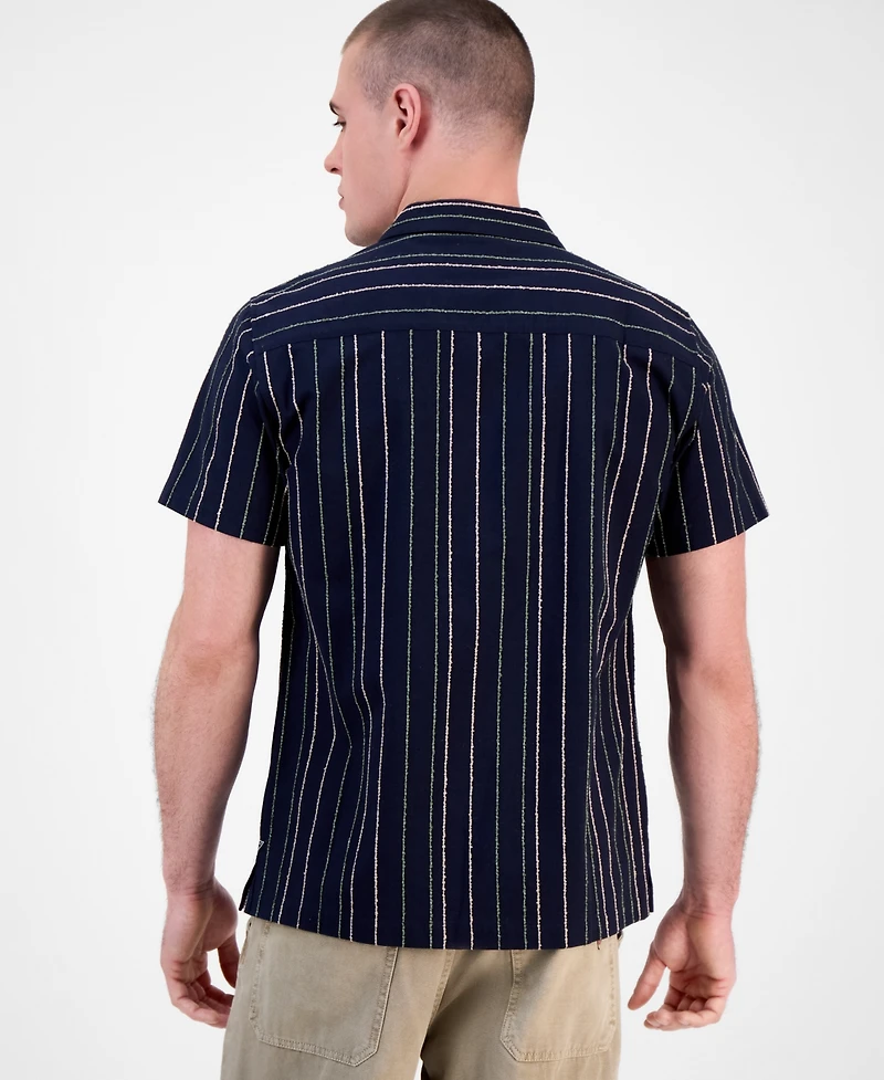Guess Men's Cooper Short Sleeve Striped Button-Front Shirt