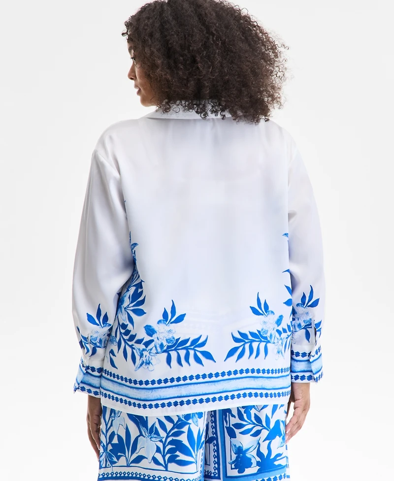 I.n.c. International Concepts Plus Floral-Print Blouse, Exclusively at Macy's