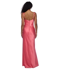 Alex & Sophia Juniors' Cowlneck Shoulder-Tie Gown