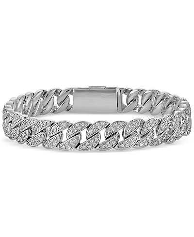 Esquire Men's Jewelry Diamond Cuban Link Bracelet (2 ct. t.w.) in Sterling Silver, Exclusively at Macy's