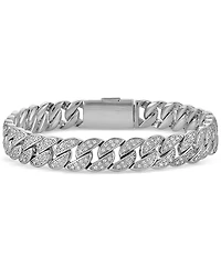 Esquire Men's Jewelry Diamond Cuban Link Bracelet (2 ct. t.w.) in Sterling Silver, Exclusively at Macy's