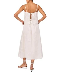 1.State Womens Embroidered Square Neck Sleeveless Blouse Embroidered Midi Skirt