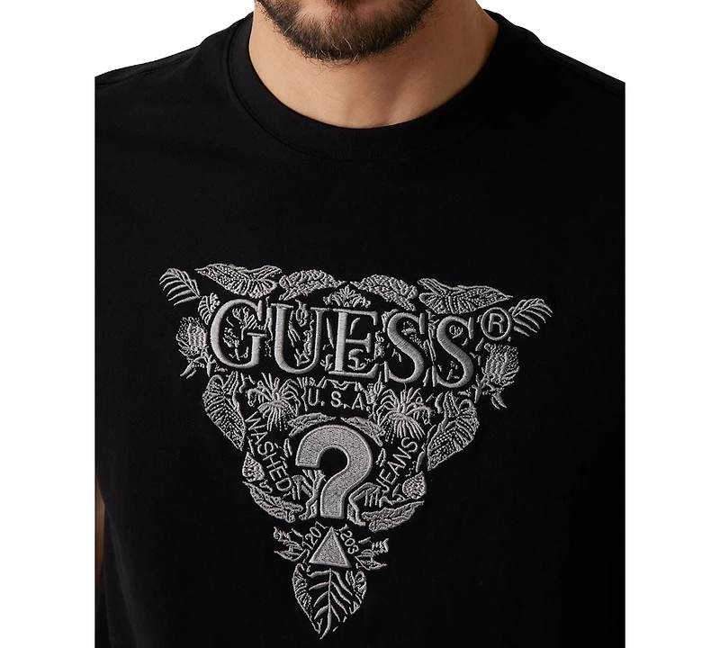Guess Men's Embroidered Floral Logo Graphic T-Shirt