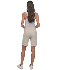 Dkny Sport Women's Cotton Logo Pull-On 10" Bermuda Shorts