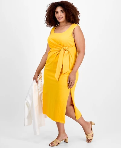 On 34th Trendy Plus Side-Tie Midi Dress, Exclusively at Macy's
