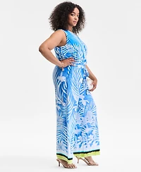 I.n.c. International Concepts Plus Printed Tie-Waist Jumpsuit, Exclusively at Macy's