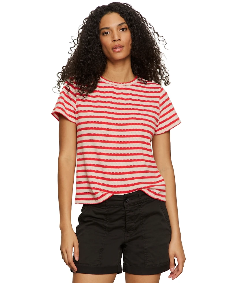 Sanctuary Women's Striped Crewneck Textured Tee
