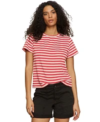 Sanctuary Women's Striped Crewneck Textured Tee