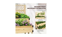 Rustic Wooden Flower Shelf with Planter Box for Outdoor Use