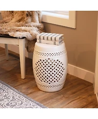 Marrakesh Lattice Ceramic Decorative Garden Stool - 17.75"