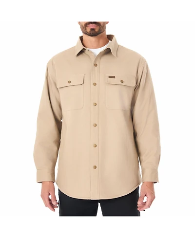 Smith's Workwear Men's Sherpa-Lined Stretch-Canvas Snap Shirt-Jacket