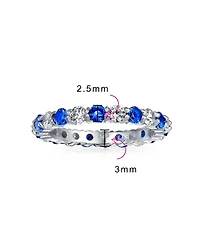 Bling Jewelry Alternating Two Tone Cubic Zirconia Stackable Cz Eternity Cocktail Statement Ring .925 Sterling Silver