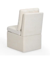 Modern Upholstered Chenille Armless Dining Chairs With Casters