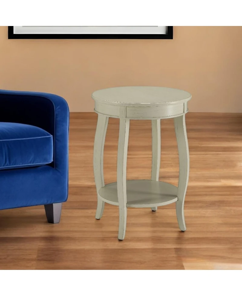 Round Solid Wood End Table with Shelf – Classic Design and Extra Storage