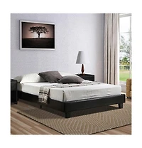 Solid & Manufactured Wood Bed Frame – Faux Leather Upholstered Headboard