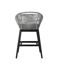 Low Back Solid Wood Outdoor Bar Height Chair with Footrest – Stylish Patio Seating