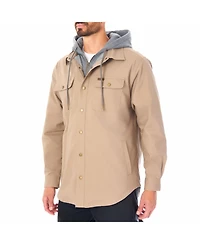 Smith's Workwear Men's Sherpa-Lined Hooded Stretch-Canvas Snap Shirt-Jacket