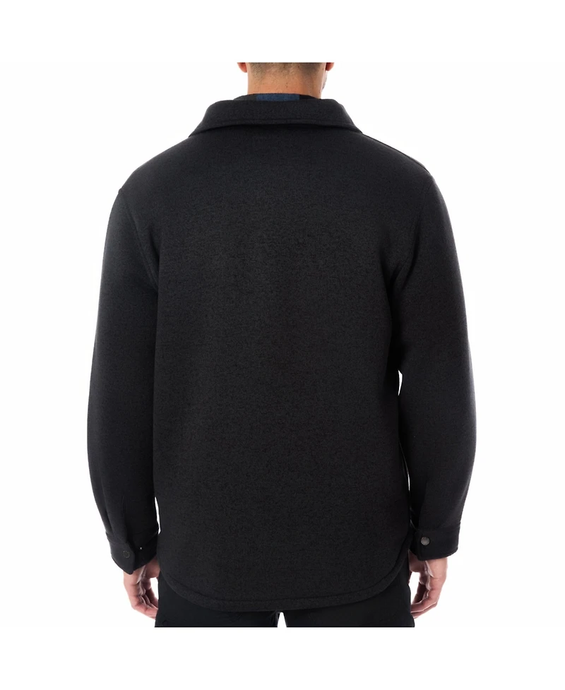Smith's Workwear Men's Sherpa-Lined Sweater Fleece Snap Closure Shirt-Jacket