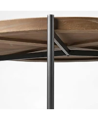 Sturdy Two-Tier Coffee Table with Wooden Top and Metal Frame