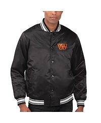 Men's Starter Black Washington Commanders Locker Room Satin Varsity Full-Snap Jacket