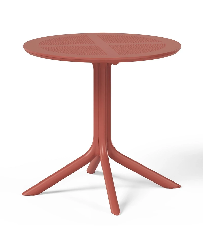 5-Piece Outdoor Resin Round Patio Dining Table Set with Modern Stackable Chairs