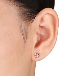 Morganite (1-1/3 ct. t.w.) & Diamond Accent Heart Stud Earrings in Rose-Plated Sterling Silver