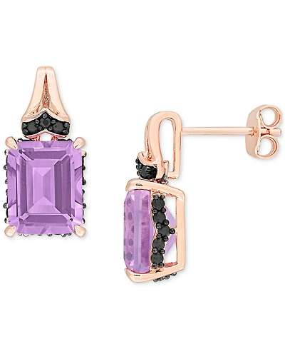 Gemstone & Black Sapphire (3/8 ct. t.w.) Drop Earrings 18k Rose Gold-Plated Sterling Silver (also Blue Topaz)