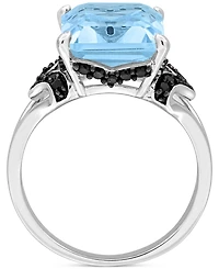 Blue Topaz (7-3/8 ct. t.w.) & Black Sapphire (3/8 Statement Ring Sterling Silver