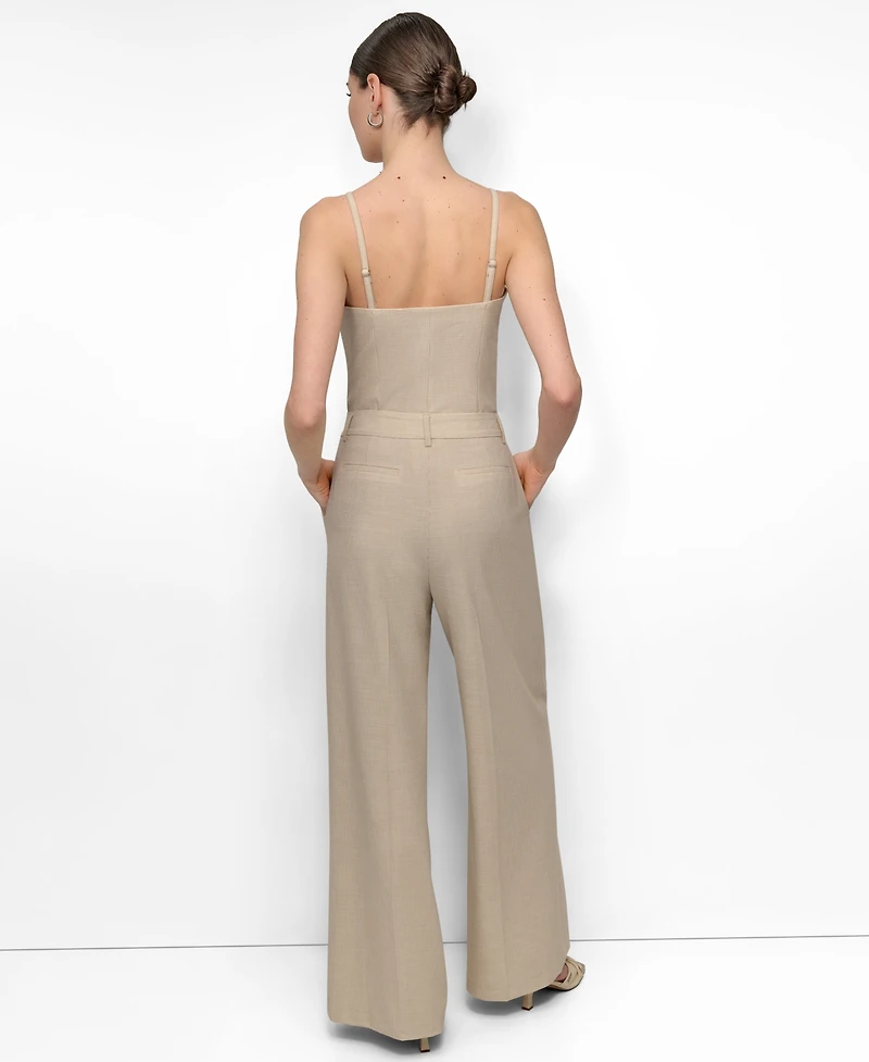 Dkny Women's Seersucker High Rise Wide-Leg Pants