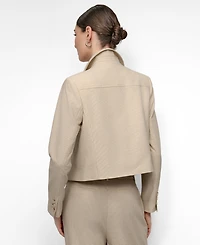Dkny Women's Seersucker Button-Front Cropped Jacket