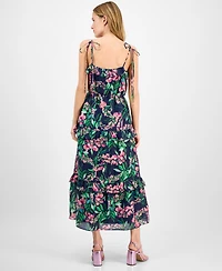 julia jordan Women's Tie-Shoulder Sleeveless Ruffle-Trim Maxi Dress
