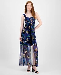 Connected Women's Floral Chiffon Overlay Sheath Dress
