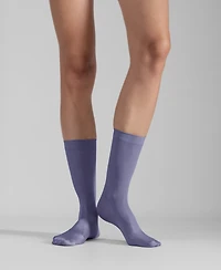 Lechery Women's Set of 2 Lustrous Silky Shiny Sheer Dress Socks SKU15002-bl