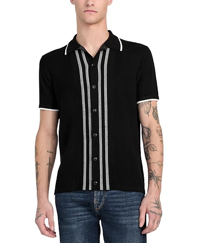 Guess Men's Tyler Striped Relaxed Sweater Polo