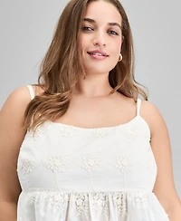And Now This Trendy Plus Embroidered Babydoll Tank, Exclusively at Macy's