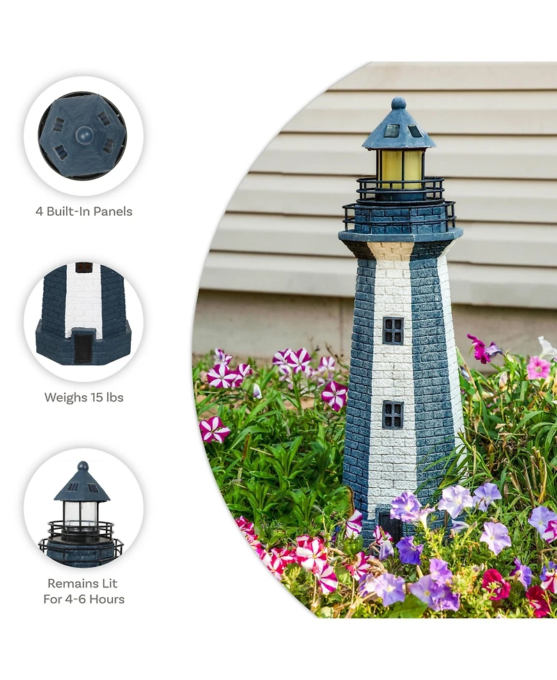 Outdoor Backyard Garden Nautical Lighthouse Solar Led Pathlight Statue Figurine - 36"
