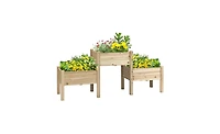 Durable Wooden Planter Box with Elevated Flower Shelf