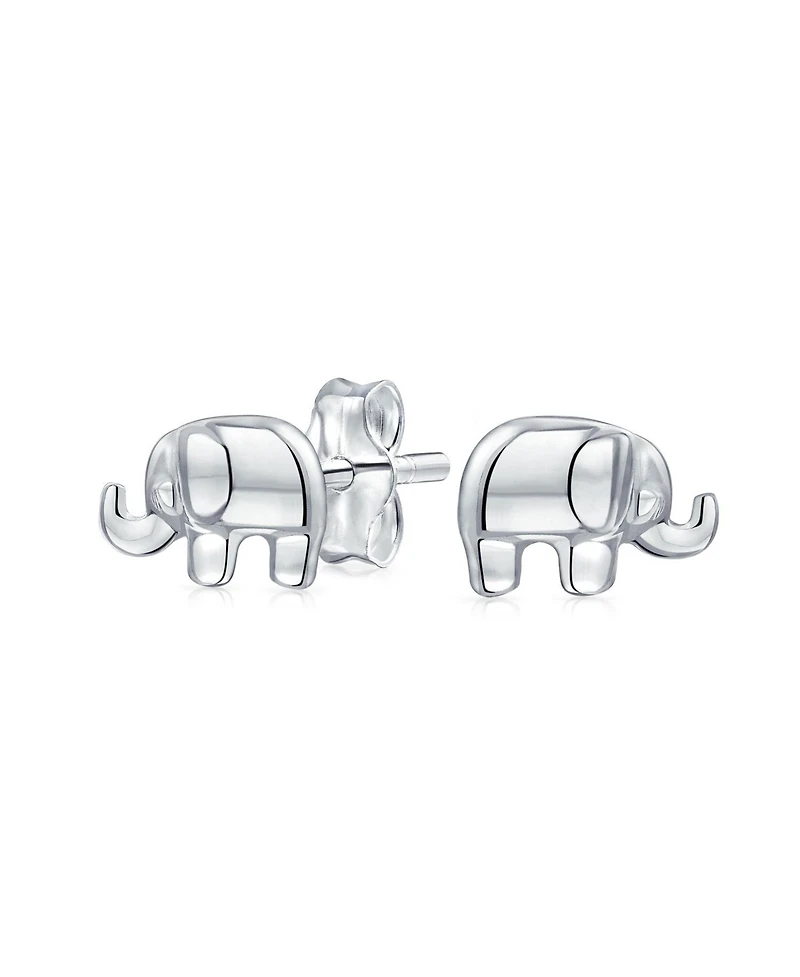 Bling Jewelry Lucky Elephant Wisdom Zoo Animal Lover Tiny Stud Earrings Finish .925 Sterling Silver