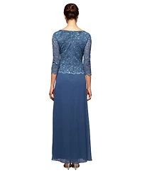 Alex Evenings Petite Lace-Bodice Gown