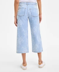 Style & Co Women's Printed Cropped Wide-Leg Jeans, Exclusively at Macy's