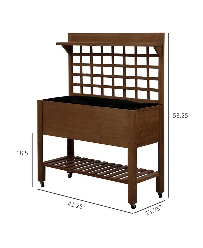 Durable Wooden Planter Box with Attached Flower Shelf