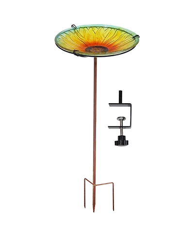 Deck-Mounted/Staked Glass Bird Bath - 10.5” Diameter