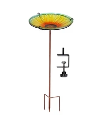 Deck-Mounted/Staked Glass Bird Bath - 10.5” Diameter