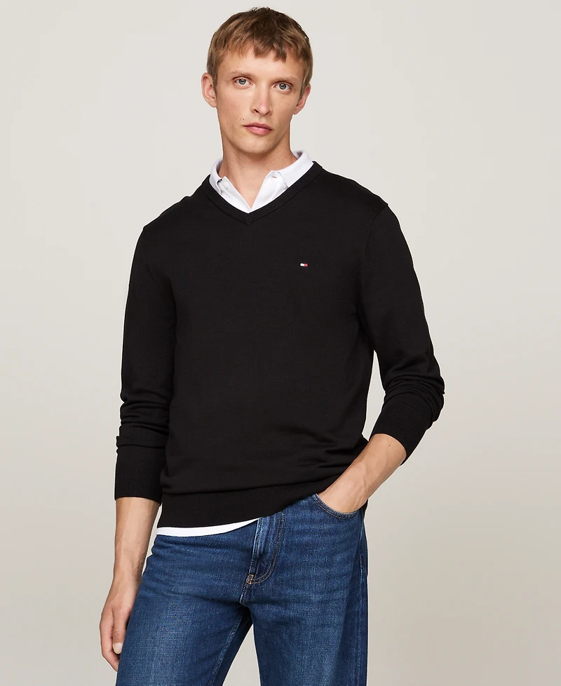 Tommy Hilfiger Men's Essential Solid V-Neck Sweater