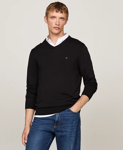 Tommy Hilfiger Men's Essential Solid V-Neck Sweater